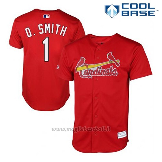 Maglia Baseball Uomo St. Louis Cardinals Ozzie Smith 1 Rosso Cool Base